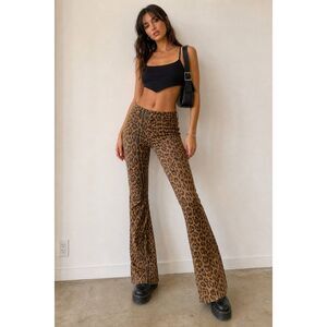 I.AM.GIA Leopard Print Flare Pants Small Y2K Low Rise Stretch